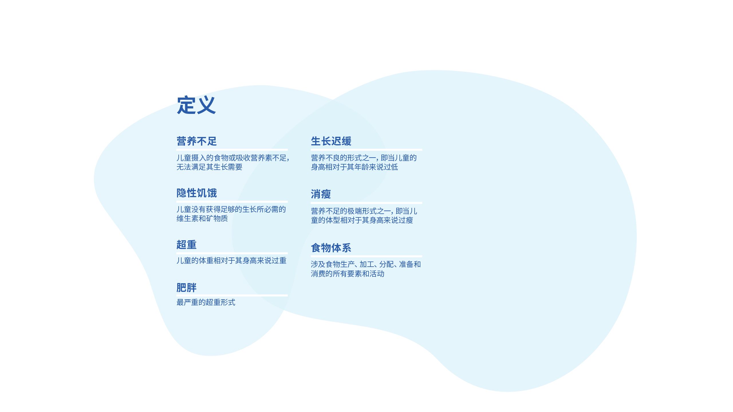 定义：生长迟缓、消瘦、食物体系